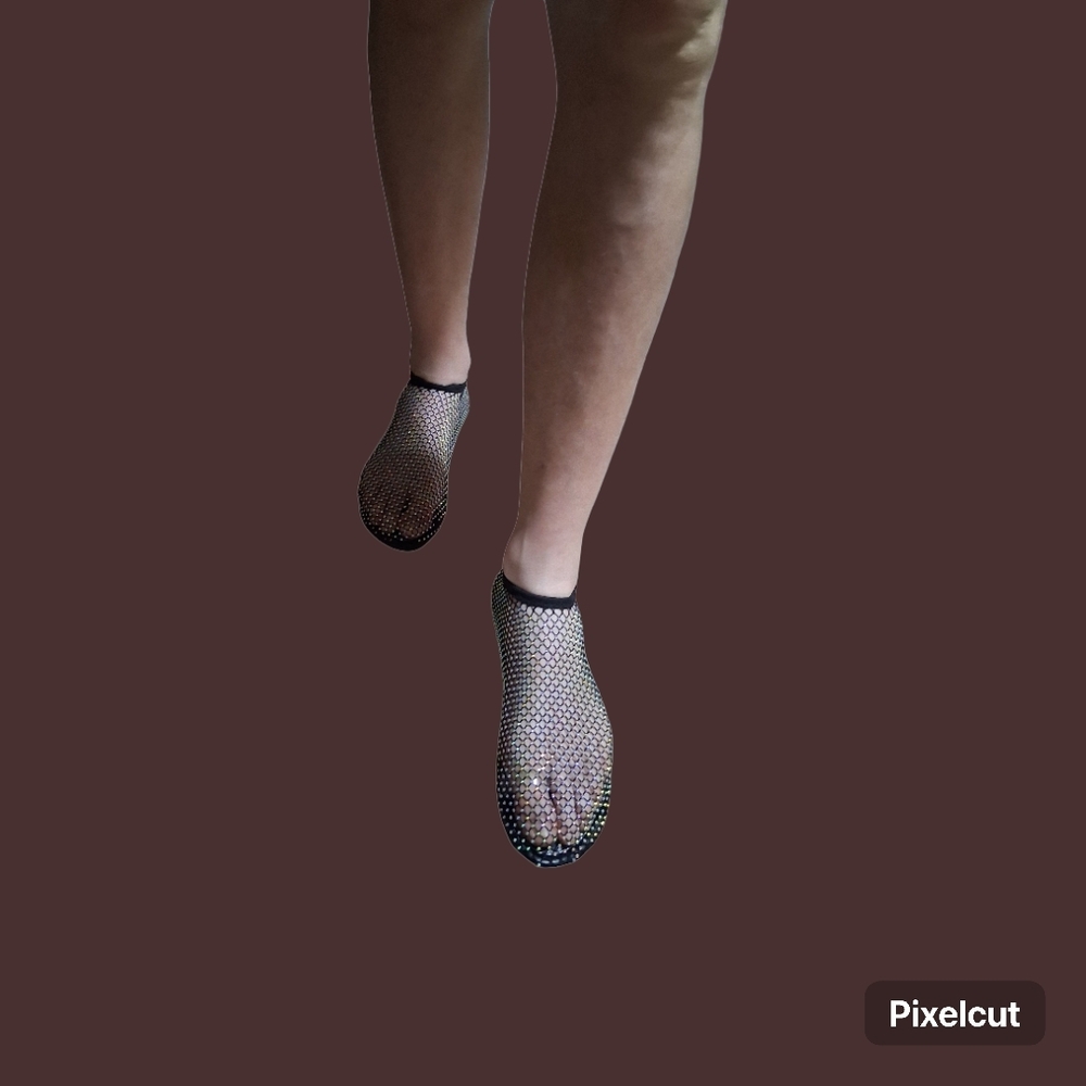 Sheer Black Fishnet Ankle Socks - Men